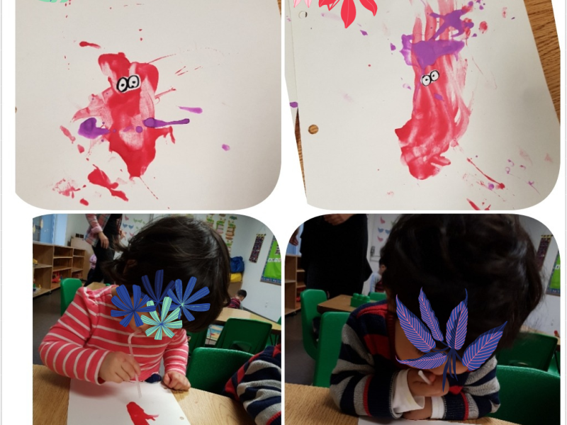 Blow painting with straws